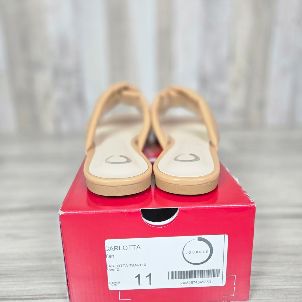 Women's Sandals Tan Journee Carlotta Flats Slip-On NWT Sz11 - Picture 4 of 7